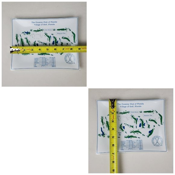 Vintage The Country Club of Florida Village Golf Course Glass Trinket Dish Map - Picture 3 of 8